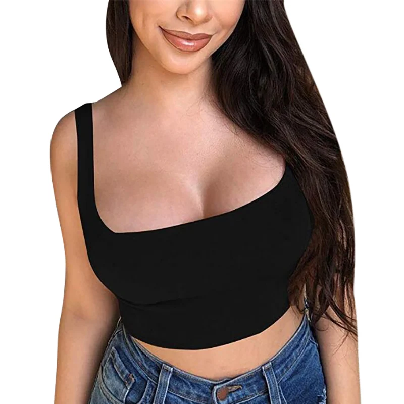 Новое поступление 2020 сексуальные женские однотонные майки на бретельках