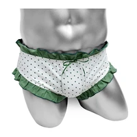ruffles sissy briefs panties with heart dot bowknot sexy mens underwear lingerie softy cotton breathable male underpants shorts