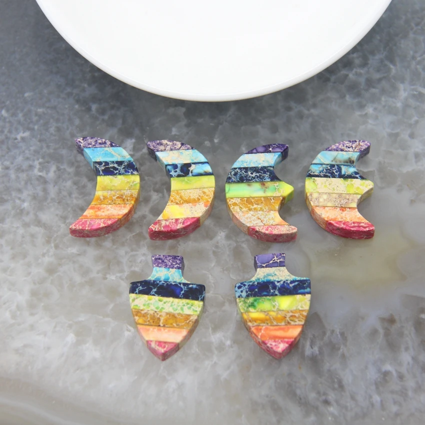 

1pcs Slice Slab Emperor Stone Pendants 7 Chakra Sea Sediment Imperial Jaspers Charms For DIY Necklace Jewelry Accessories