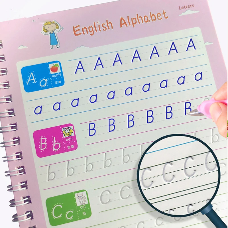 

2021 многоразовая детская книга тетрадь для каллиграфии английские слова рукописное письмо учебная книга для письма для детей игрушки волше...