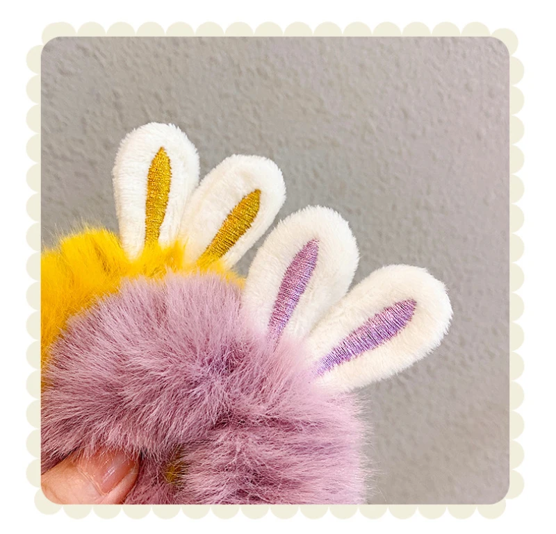 

Cute Sweet Imitation Rabbit Fur Rabbit Ears Elastic Hair Bands Girls Women Fluffy Hair Rings Candy Color Plush Hair Accessories
