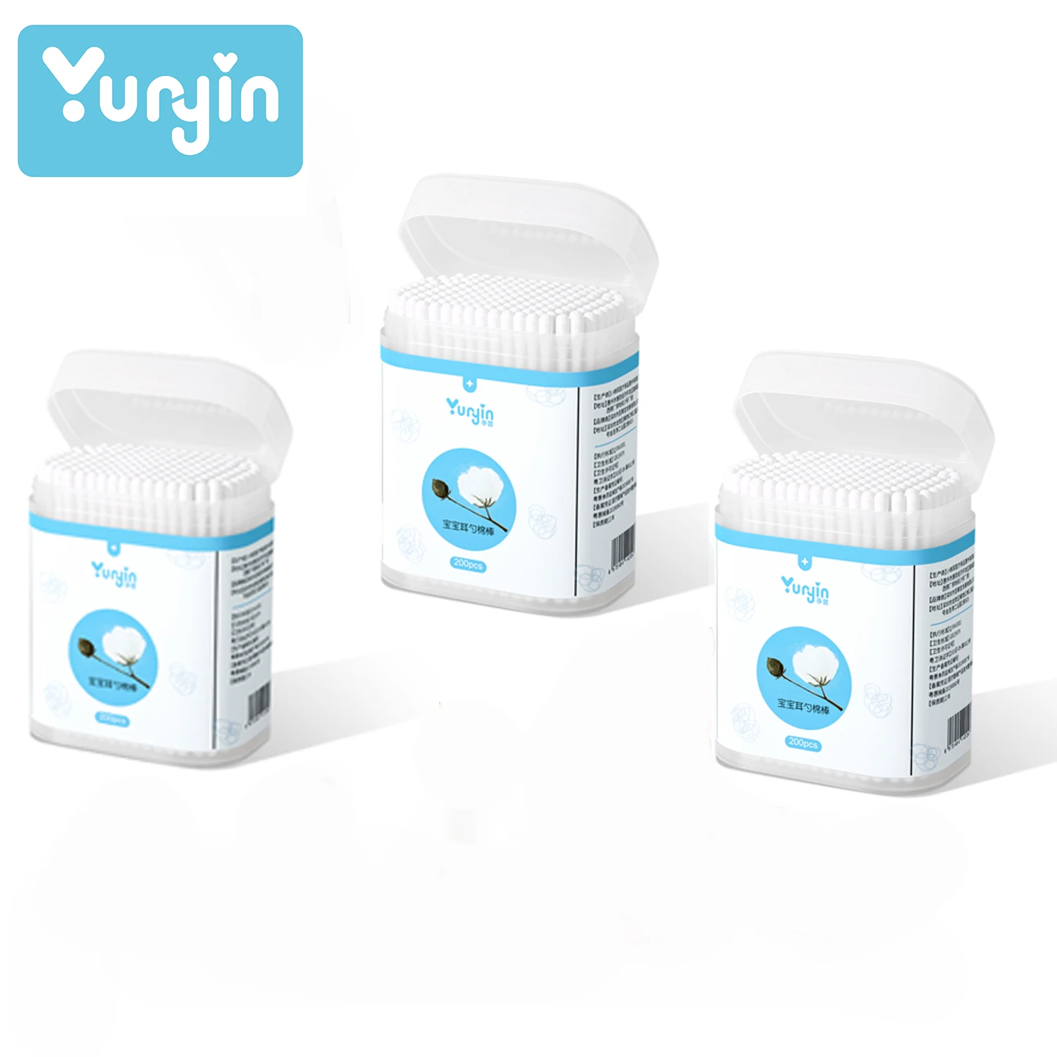 

Yunyin Baby Cotton Swab Safety Soft Cotton Buds Sticks Baby Ears Cleaner Health Tampons Kids Ear Nose Swab 200 PCS x 3