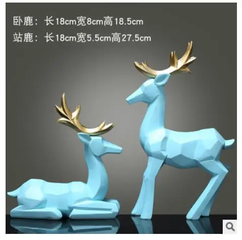 

1 Pair of Nordic geometry Elk handicrafts decorative creative home Milu deer luxury Animal Sculpture statue inventory crafts who