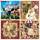 Полный набор для алмазной живописи вышивка крестиком с часами, мозаика 5D сделай сам, квадратная, круглая, мультяшная, шеф-повара, 3d вышивка, подарок