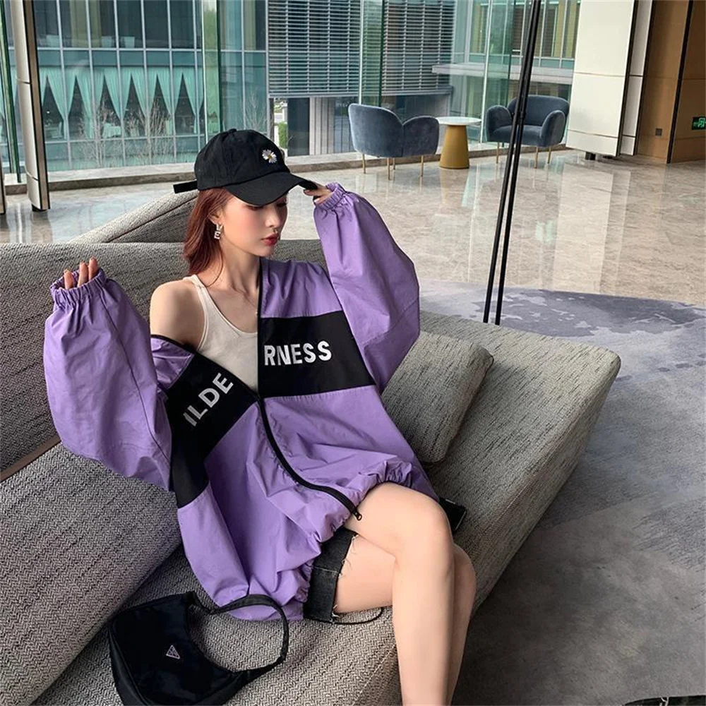 

Autumn Spring Lovely Japanese Soft Thin New Cool Lady Girl Japanese Hooded Culte Lovely Purple Female Student Cute Hoodie