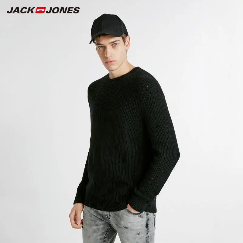 JackJones новый модный мужской шерстяной рваный Повседневный свитер базовый топ