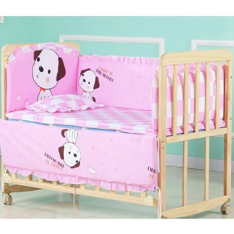 

6Pcs 120*65cm Cotton Baby Crib Bedding Sets With Bumper Mattress Cushion Pillow Baby Items Baby Bassinet Mattress Baby Crib Set