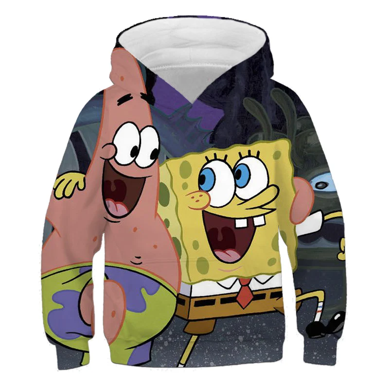 

Толстовка с капюшоном для мужчин и женщин, милый свитер с 3D рисунком из губчатой ткани, повседневная детская кофта с мультяшным рисунком, на ...