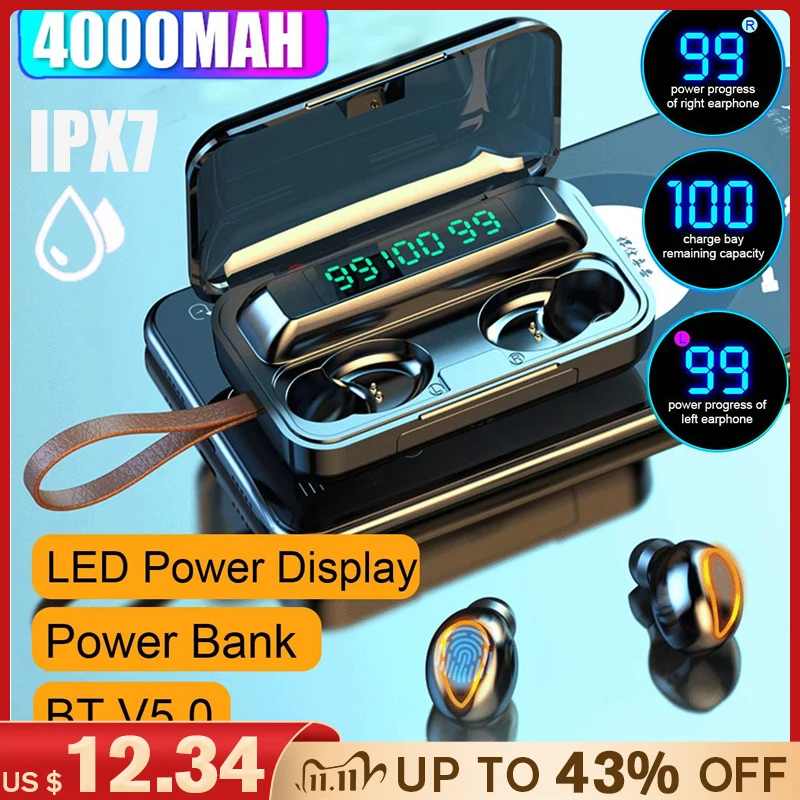 

bluetooth Wireless Earphone TWS Earphones With Microphone Sports Headphones Stereo Bass Noise Cancelling Headset Earbud Android