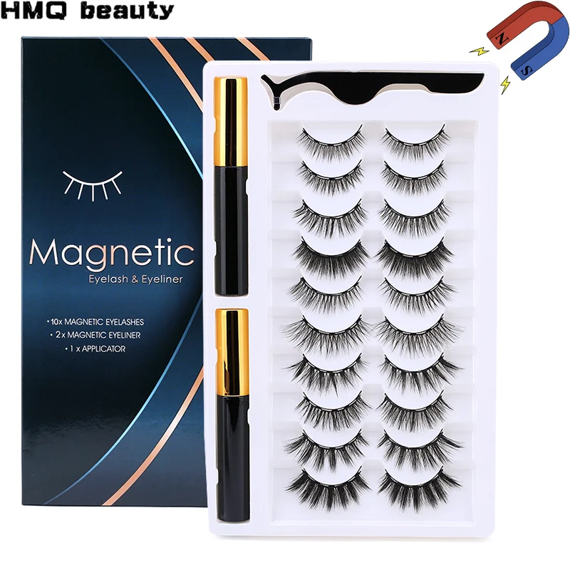

10 пар, магнитные ресницы, водостойкая Магнитная подводка для глаз, Длительное Действие, магнитные накладные ресницы, набор, подводка для гла...