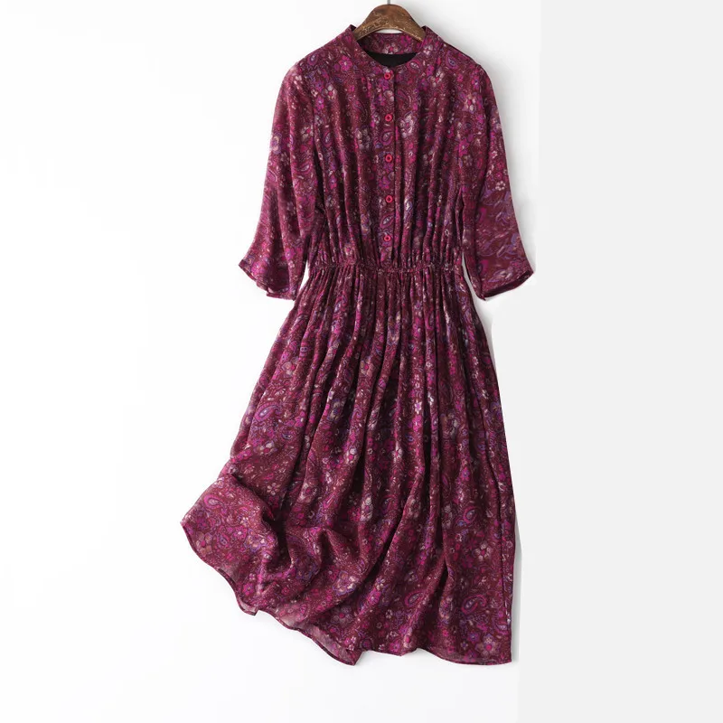 Женское летнее шелковое платье с круглым вырезом винтажные платья из