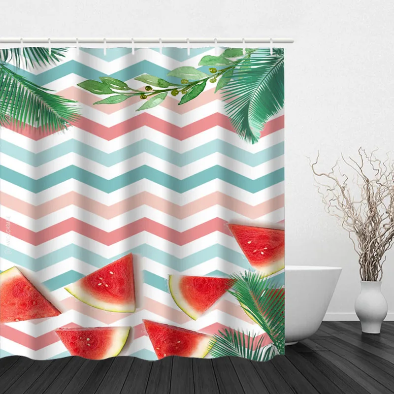 

Summer Fresh Fruit Pattern Shower Curtain and Hook Modern Polyester New Design Bathroom Home Decoration