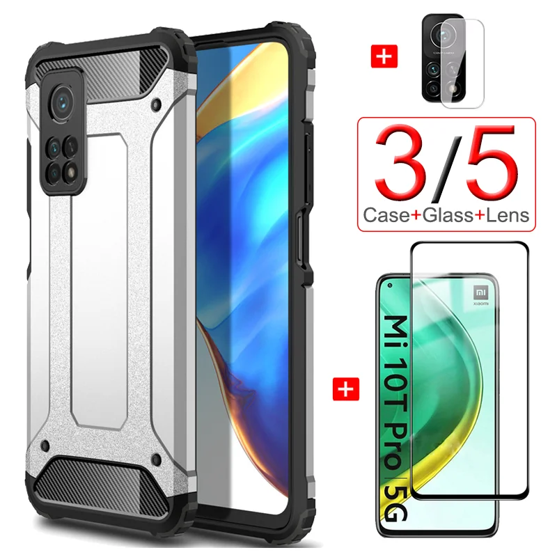 

Durable Bumper, Shockproof Cover for Mi 10T Pro Case + Camera Film + Cristal Templado Xiaomi Mi+10T+Pro Mi+10T+Lite Case & Glass