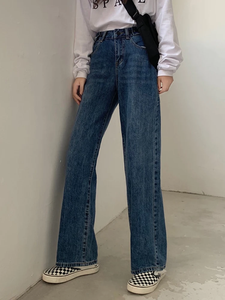 Винтажные джинсы для женщин джинсовые прямые свободные широкие женские с