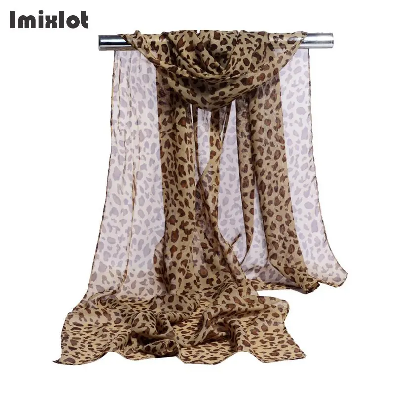 Демисезонный с леопардовым принтом шифоновый шарф женские летние шелковые шарфы