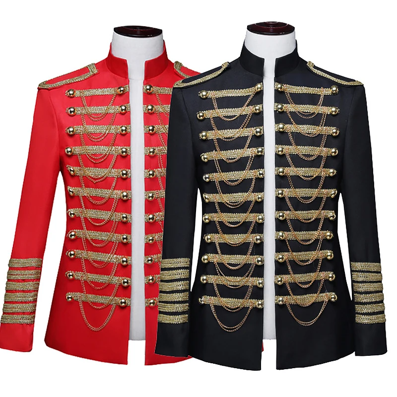 

Golden Embroidery Uniform Costume Night Club DJ Costume Performance Jacket Outwear Party Jacket Halloween Custome Cosplay Stage