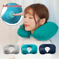 protable u shape inflatable folding travel head rest air pillows cushion travel accessorie airplane car nap neck ring pillow