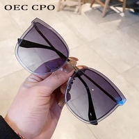 oec cpo square rimless sunglasses women fashion oversized gradient lens glasses female retro metal eyewear uv400 eyeglasses o893
