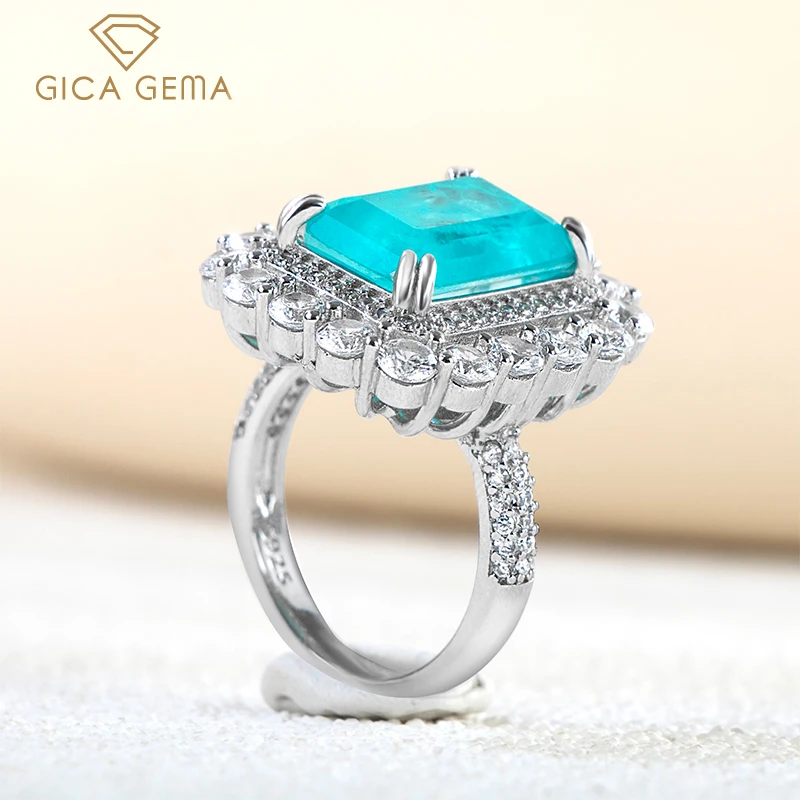 

Gica Gema Classic 925 Sterling Silver Rings With Multicolor Gemstones Rectangle Shape Stone Fine Finger Jewelry Wedding Gifts