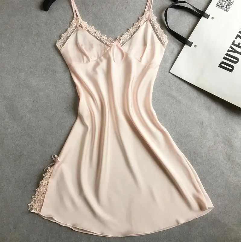 Pink Nightie Атласный Женский комплект для сна из 4 предметов Пижамный костюм из вискозы Весенняя пижама с длинным рукавом пижамный комплект сексуальный халат банное платье повседневное ночное белье - Цвет: Pink Nightie
