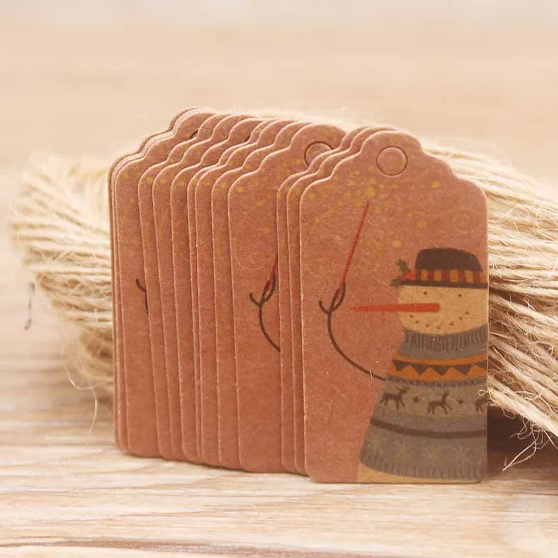 Новый стиль 2x4 см белый/коричневый цвет с днем рождения/с рождественским принтом