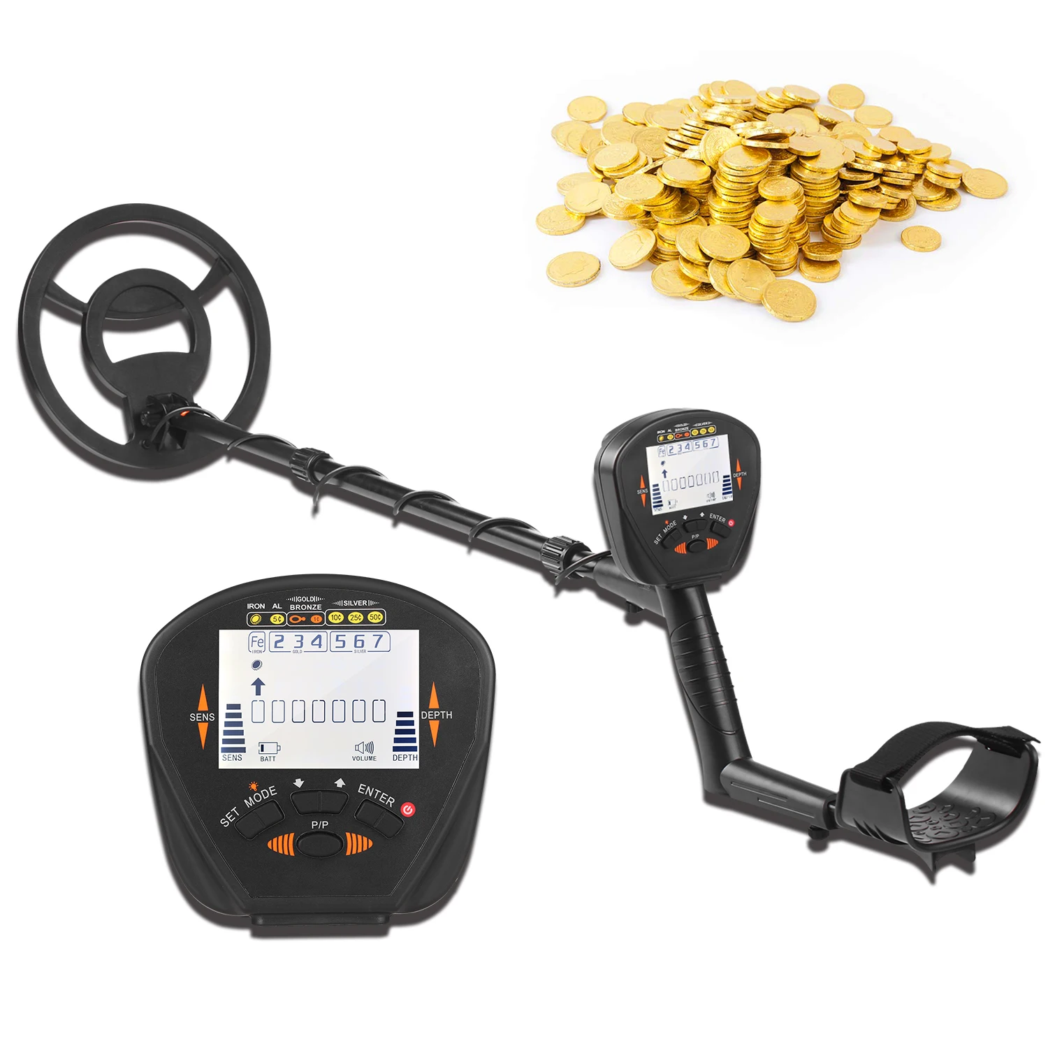 

3.4-inch LCD Underground Metal Detector 10-inch Waterproof Search Coil Depth Metal Finder Gold Treasure Detector Pinpointer