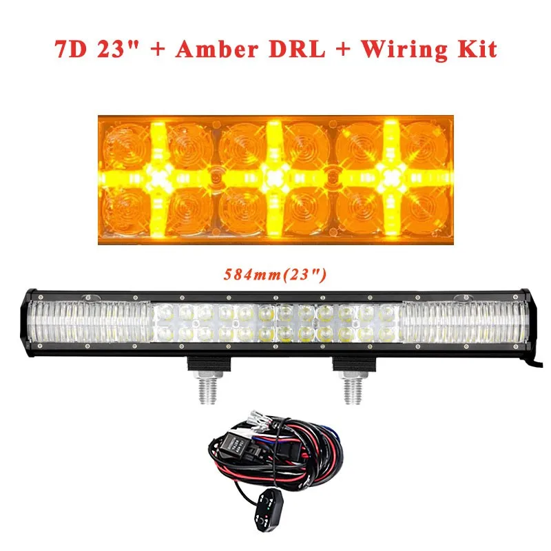 23 Inch Amber DRL VISORAK 7 12 17 23 2" внедорожный 7D светодиодный светильник 4x4 4wd ATV SUV Truck светодиодный противотуманный светильник для внедорожника ATV 4WD 4x4 Truck внедорожника - Цвет: 23 Inch Amber DRL