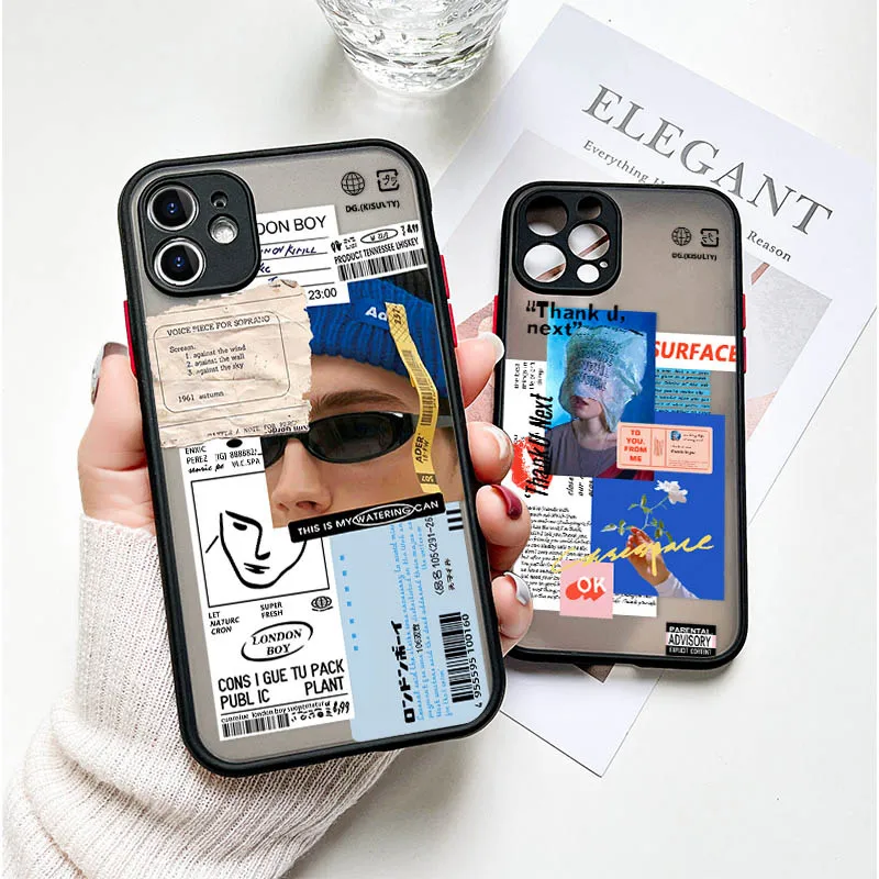 

Case For iPhone 11 Cases For iPhone 12 Pro XR XS Max 7 8 Plus 6S 6 Plus 12 Mini SE 2020 Hard PC Lens Protection INS Print Funda