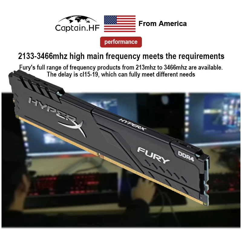 US Captain Модуль Памяти Hyper X FURY DDR4 3200 CL16 288 Pin DIMM 8GB 16GB Поддерживает Профили