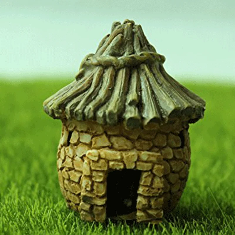 

Mini Stone House Beige Fairy Garden Ornament Decoration Micro Landscape Resin Bonsai Figurines Mini Garden Accessories
