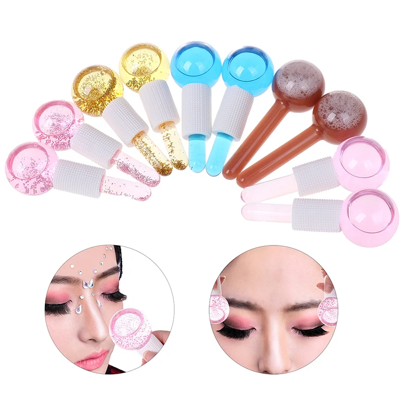 

1Pair Crystal Ice Hockey Energy Massage Face Beauty Eye Massager Ice Globes Beauty Ball Eyes Beauty Roller Water Wave Ball