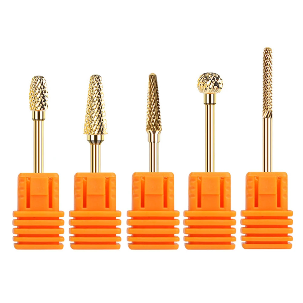 

Golden Carbide Nail Drill Bit Electric Manicure Drills For Machine Milling Cutter Nail Files Buffer Nail Art Equipment Accessory