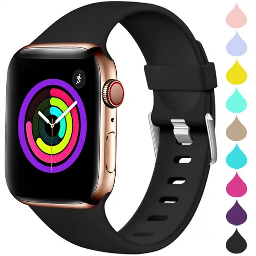 Спортивный ремешок для apple watch band 44 мм/42 мм apple watch 5 4 3 band iwatch band 5 4 3 2 correa 40 мм/38 мм браслет ремешок для часов - Цвет ремешка: black