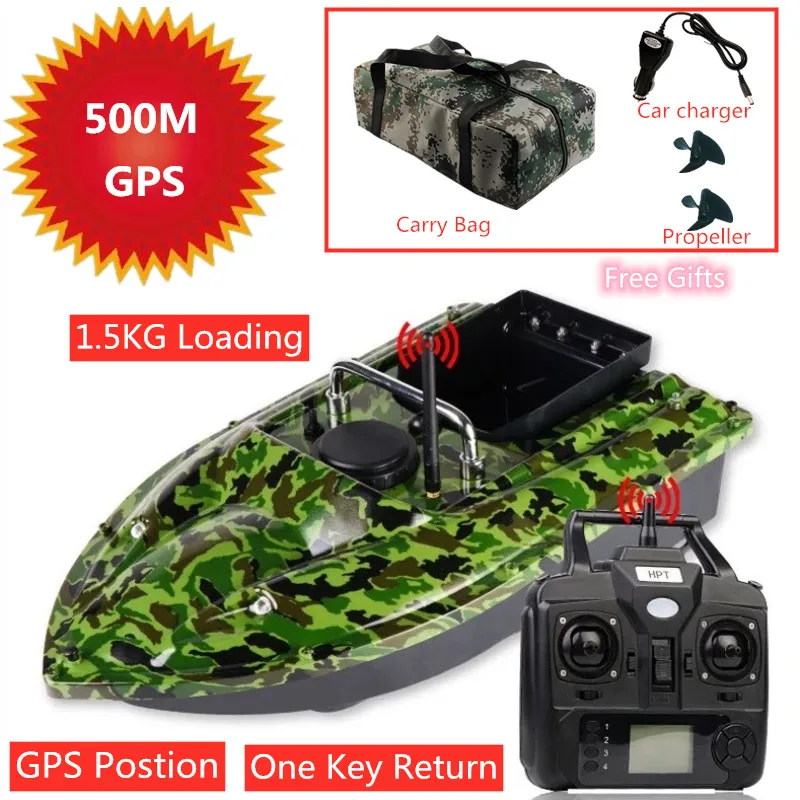 

GPS Bait Boat 500m Distance Control Fishing Bait Boat 1.5KG Load GPS Position Location One Key Return With Carry Bag High Speed