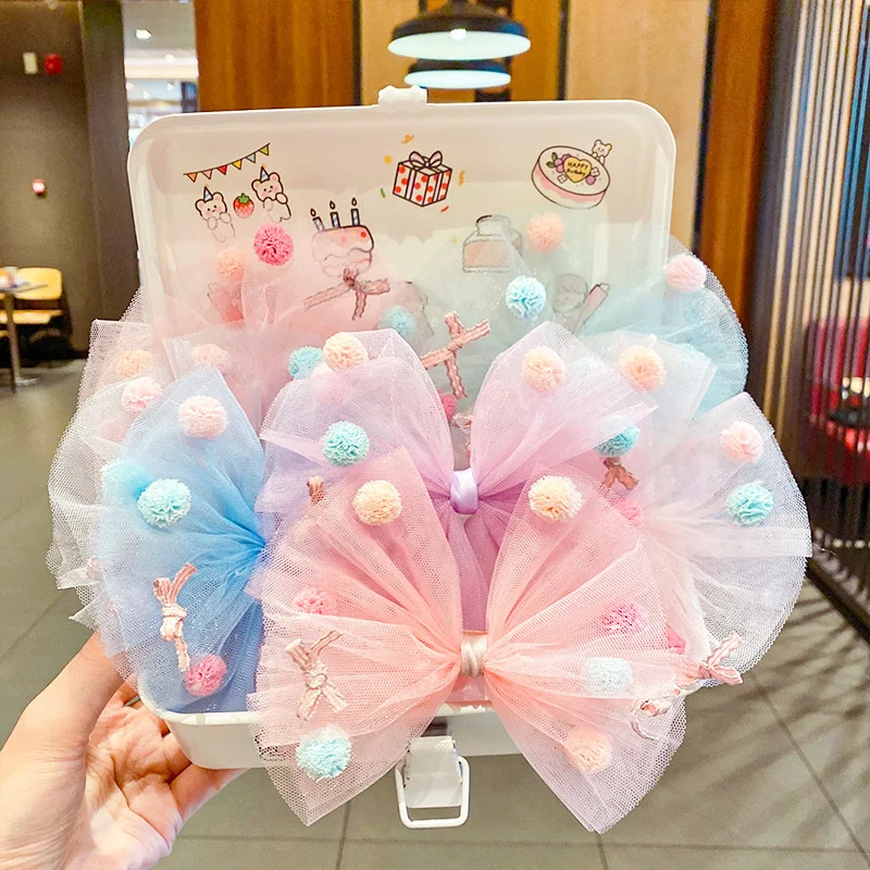 

Baby Chiffon Hairgrips Cute Bow Hairpin Ponytail Holder Headband Sweet Barrettes Colorful Plush Dot Girl Kids Hair Accessories