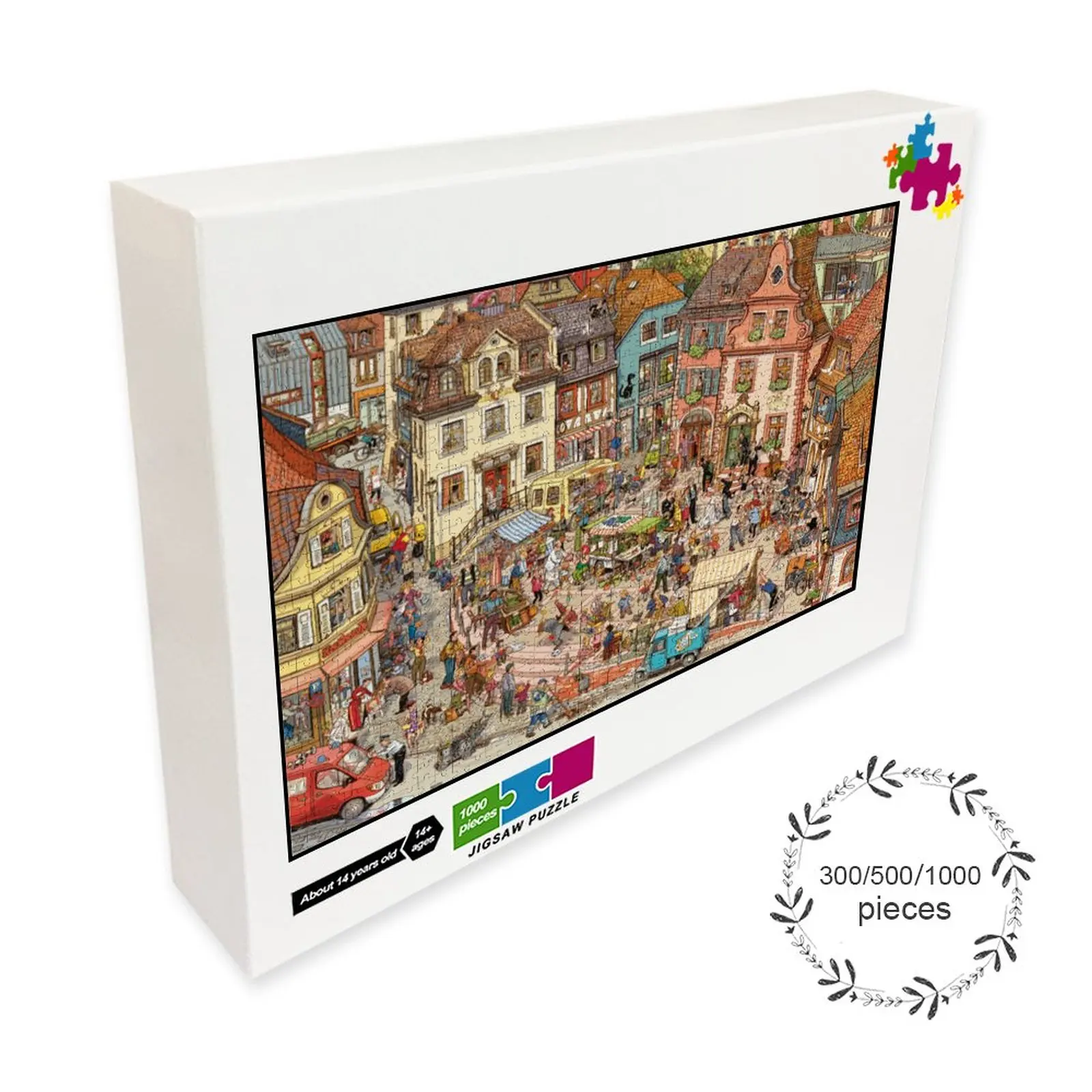 

Market Place Wooden Puzzle 300 500 1000 Pieces Puzzle Family Game Gift Toy Comics Challenging Wall Decoration