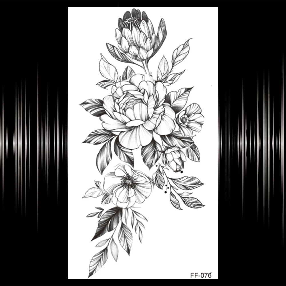 Временная татуировка с совой черной хной для женщин Ювелирное Украшение 3D розой