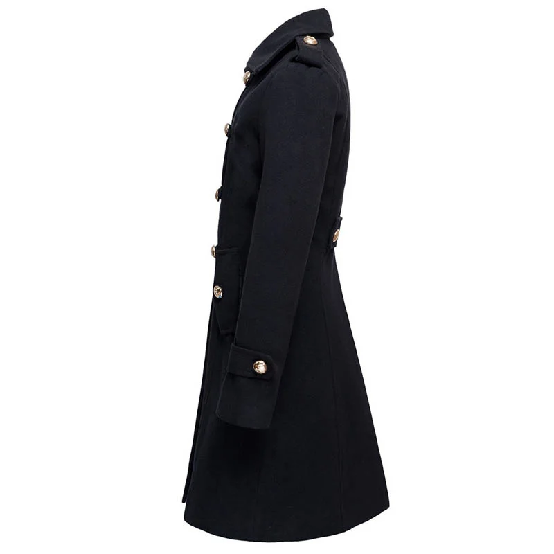 Мужское зимнее шерстяное двубортное длинное пальто в стиле милитари женские