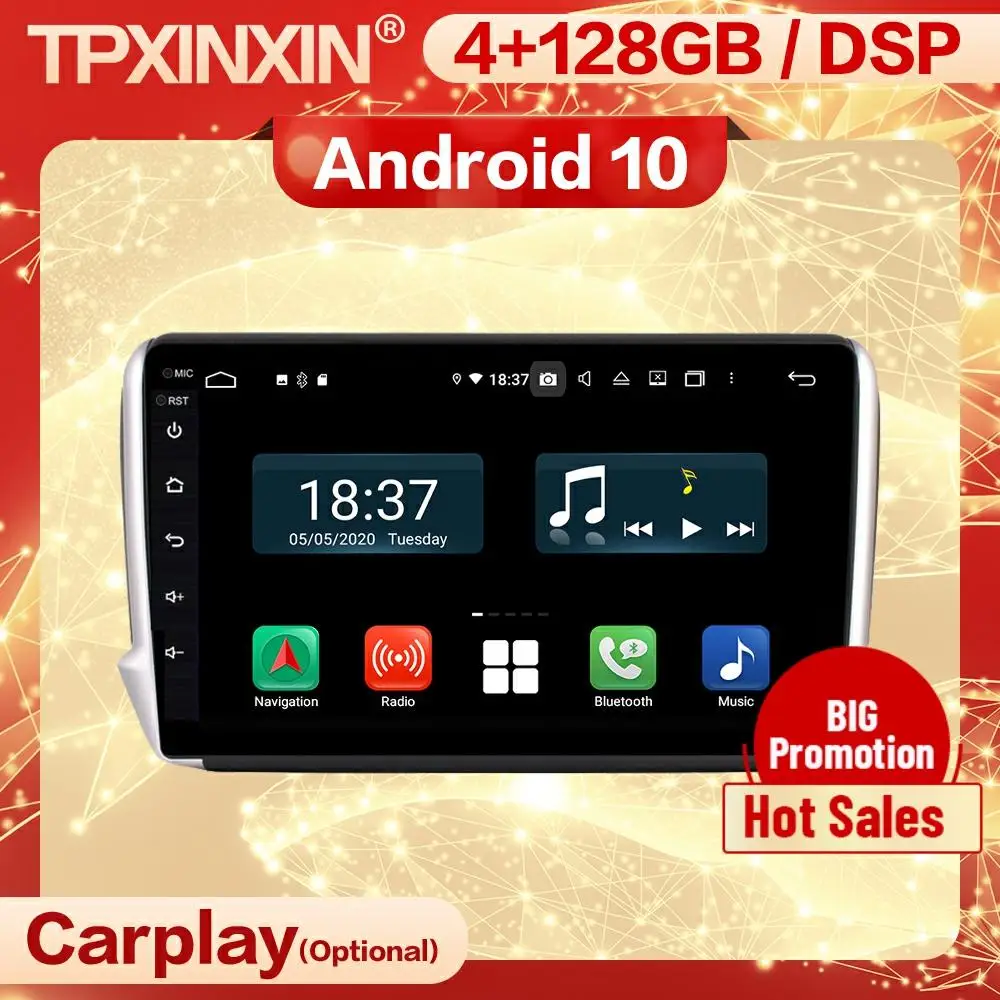 

Мультимедийный стереоприемник Carplay 2 Din Android для PEUGEOT 2008 2014 2015 2016 GPS Navi Auto Wifi радио аудио плеер