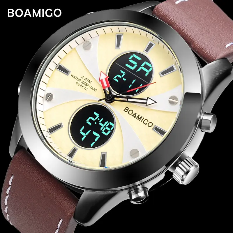 Мужские водонепроницаемые кварцевые часы с хронографом и светодиодной
