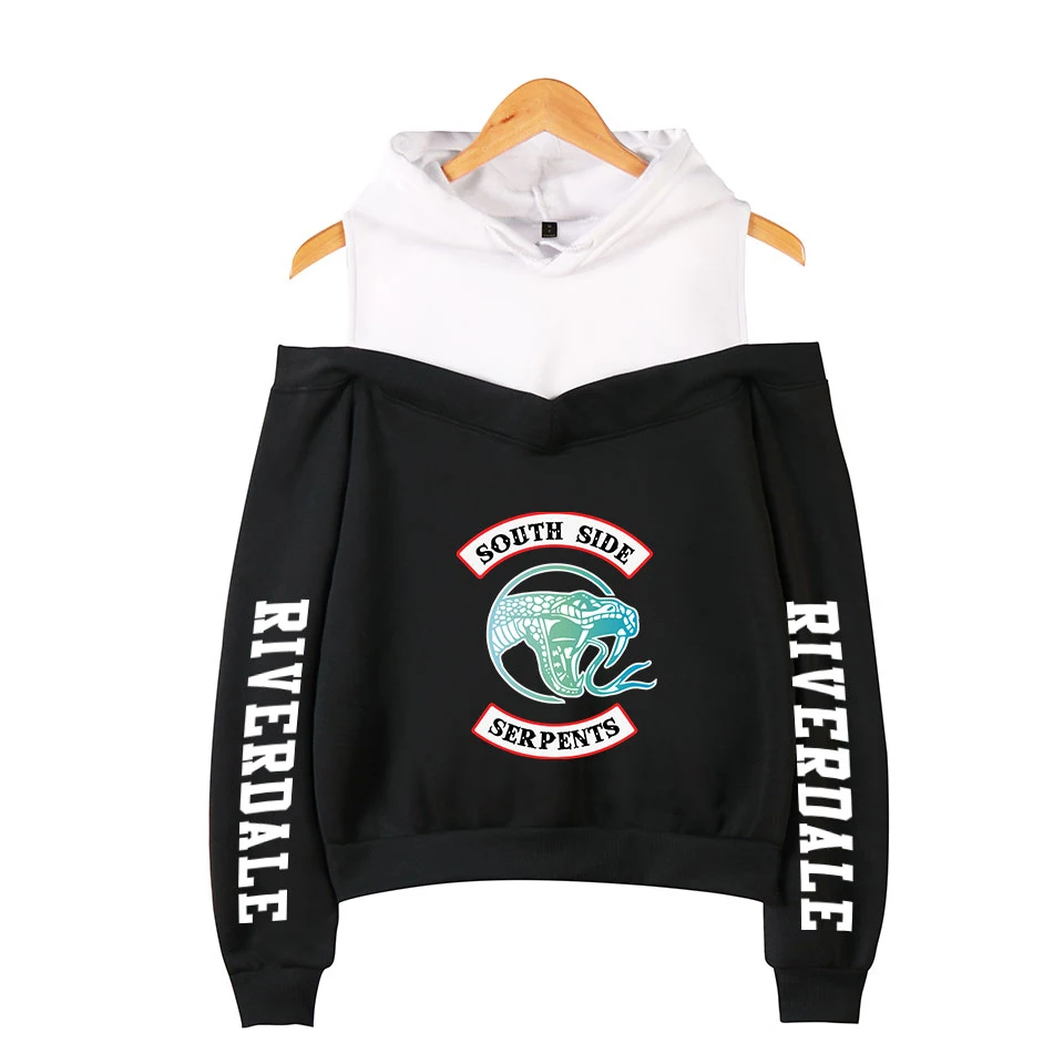 

Популярная модная удобная Базовая уличная Женская Повседневная Крутая толстовка с открытыми плечами Riverdale, пикантные толстовки, Прямая пос...