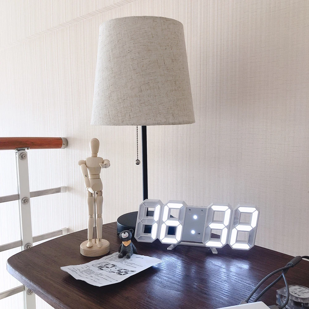 

3D Large LED Digital Wall Clock Home Living Room Decoration Clock Date Time Electronic Display Table Alarm Clock Wall Home Decor