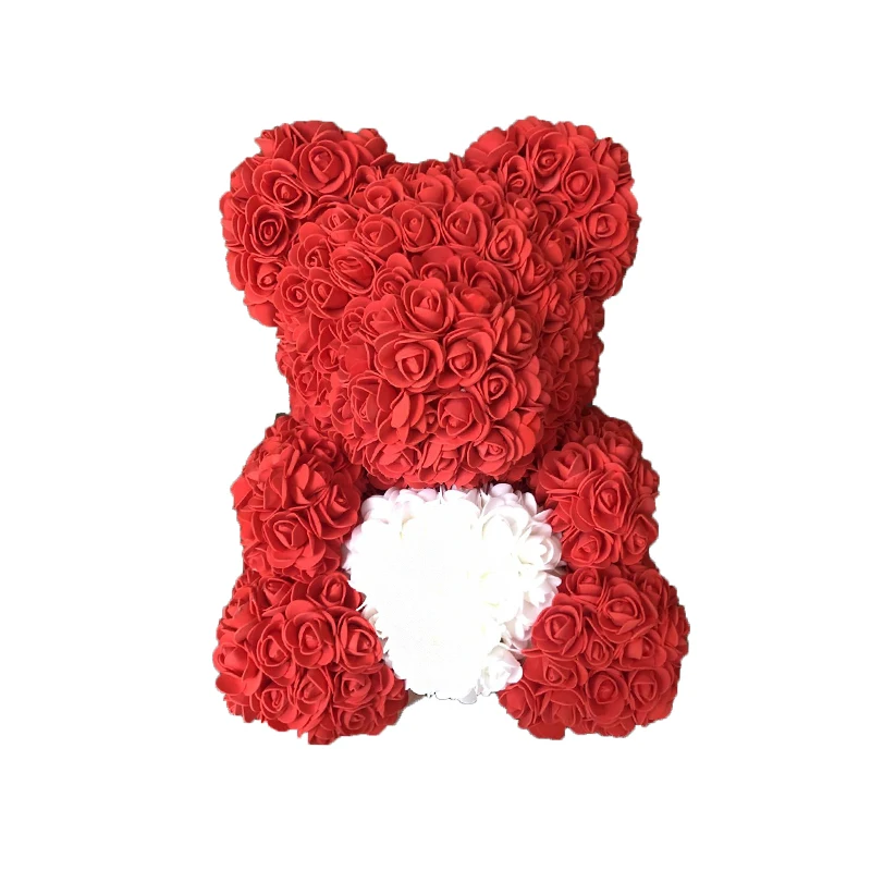 Red white H Прямая поставка 40 см розовый медведь сердце искусственный цветок Роза плюшевый медведь для женщин День Святого Валентина Свадьба День рождения Рождественский подарок - Цвет: Red white H