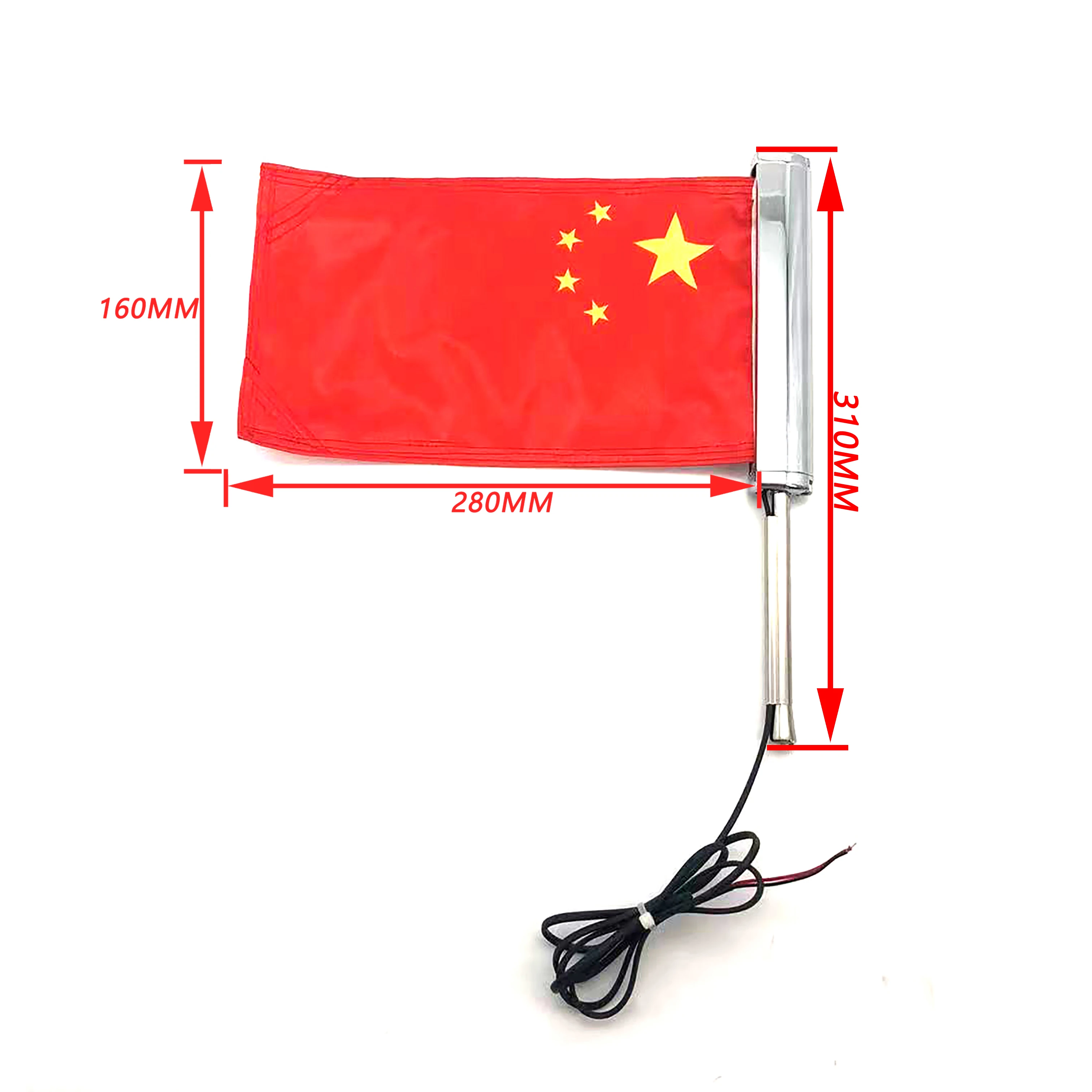 

LED Lighted Flag Pole Chrome PlatingWith Universal Circular Column For HONDA BMW HARLEY INDIAN YAMAHA Motorcycles 16MM