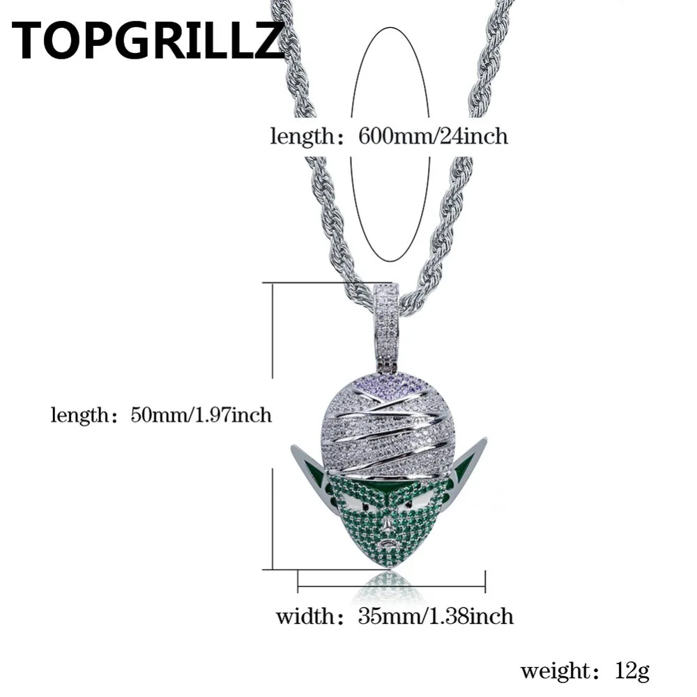 TOPGRILLZ, кулон в виде Драконий жемчуг, пикколо, ожерелье, Iced Out CZ, хип-хоп, золотой, серебряный цвет, для мужчин и женщин, Очаровательная цепочка, ювелирное изделие