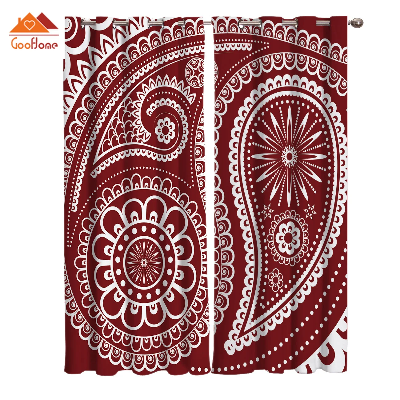 Занавески на окна в виде красного Пейсли для гостиной тканевые занавески улицы