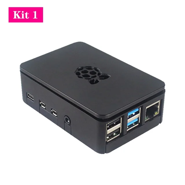 Kit 1 Raspberry Pi 4 Модель B Чехол черный ABS чехол пластиковый корпус с алюминиевым радиатором блок питания для Raspberry Pi 4 4B - Цвет: Kit 1