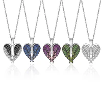 2021 new angel wings necklace for women zircon angle wings pendant heart necklaces for lover fashion necklace gift jewelry