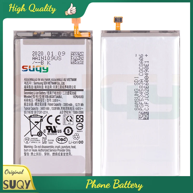 

Replacement Battery for Samsung Galaxy S10 SM-G9730 G973 3400mAh EB-BG973ABU Bateria for Galaxy S10 X G973F G973U G973W Batterie