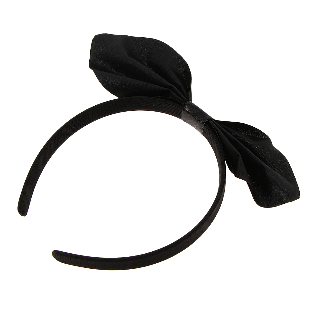 

Women Girls Black Satin Bowknot Hair Accessory Headband Bow Head Band Clip